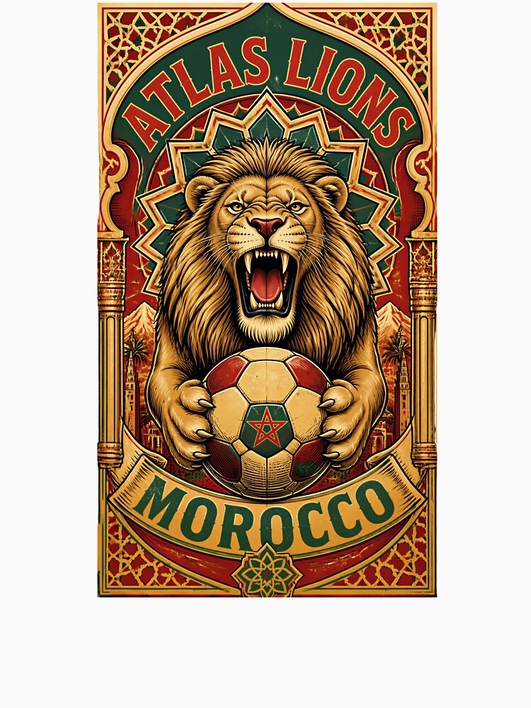 Morocco Soccer Lion - Atlas Lions Vintage  African Football Fan T-Shirt by 18-30