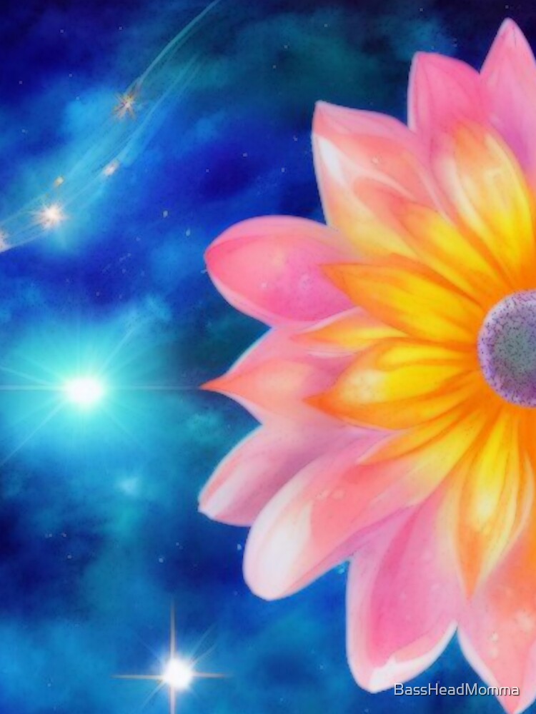 Soft Floral Starry Sky Watercolor No 6 by BassHeadMomma