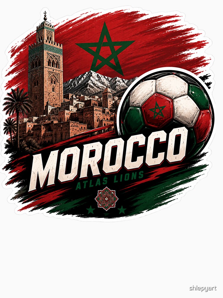 Morocco Football Sticker for Fans Who Feel the Passion of the Game | Soccer Aesthetic Design by shlepyart