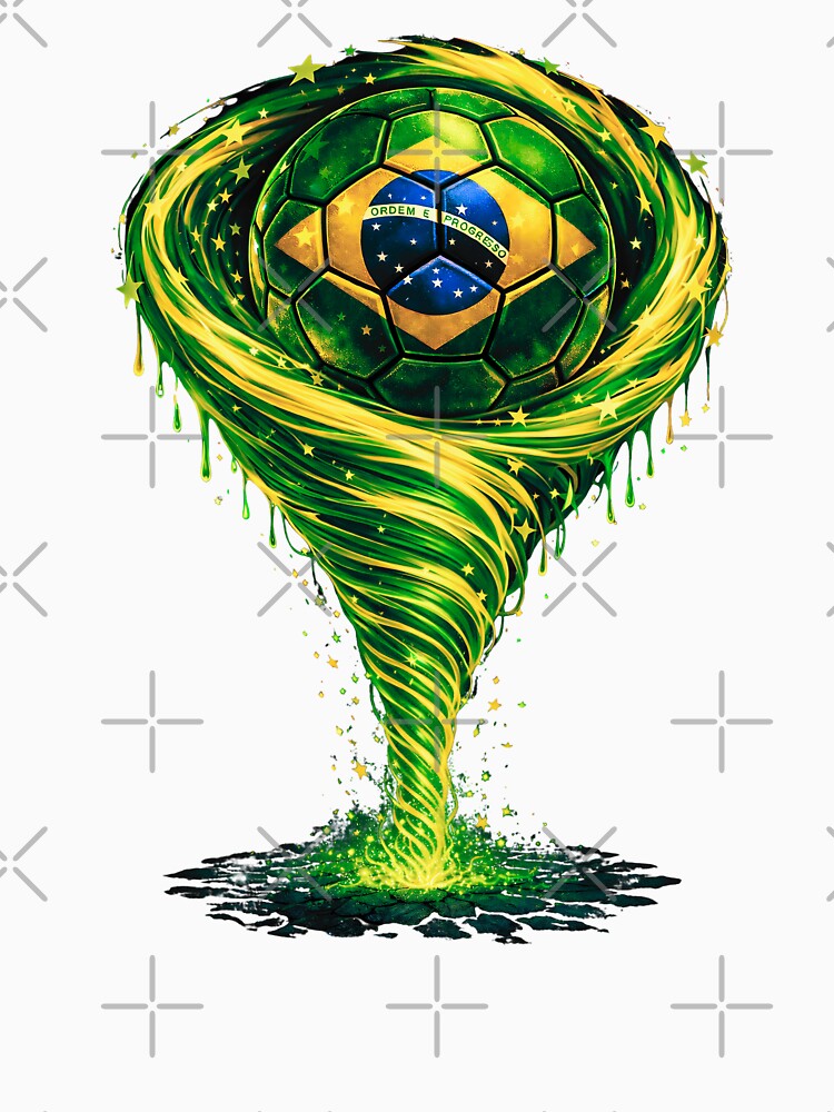 Brazil Soccer Tornado: Yellow Green Blue Vortex Art by FunToTheFullest