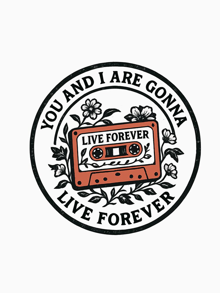 Live Forever - Oasis-Themed Cassette Tape And Floral Design by parrisknpa