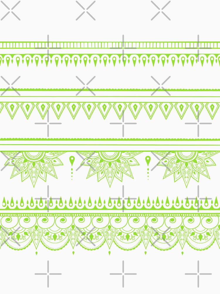 South asian patterns kiwi green on black by Chaoticzarts