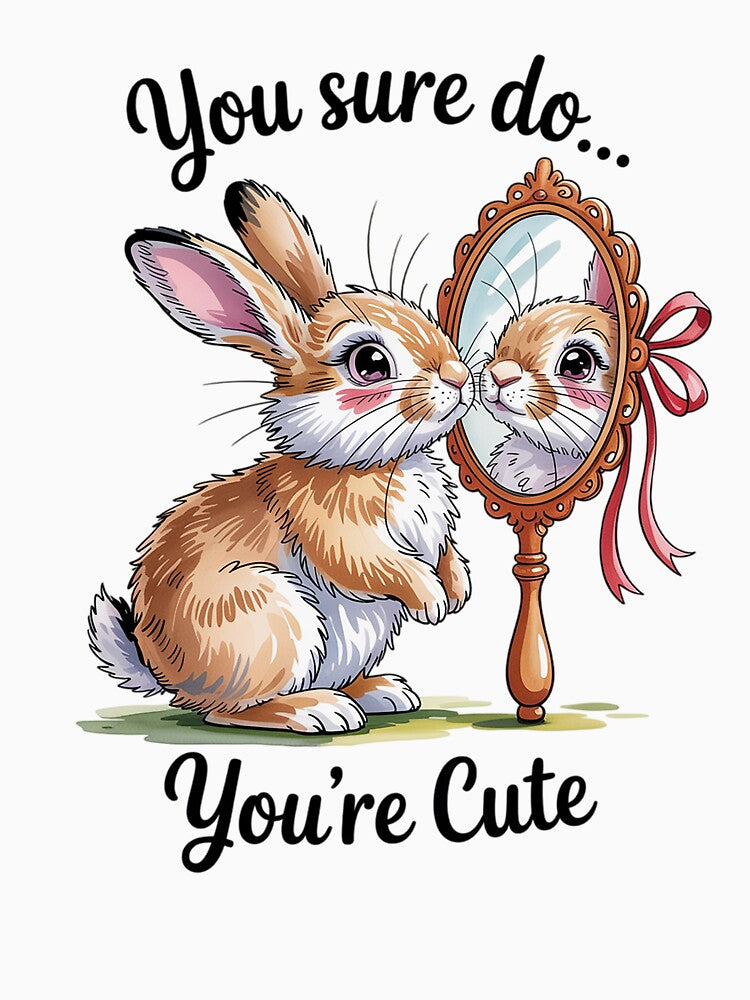 Cute Bunny Tee, Oversized, Mirror Rabbit by HaileyRobel