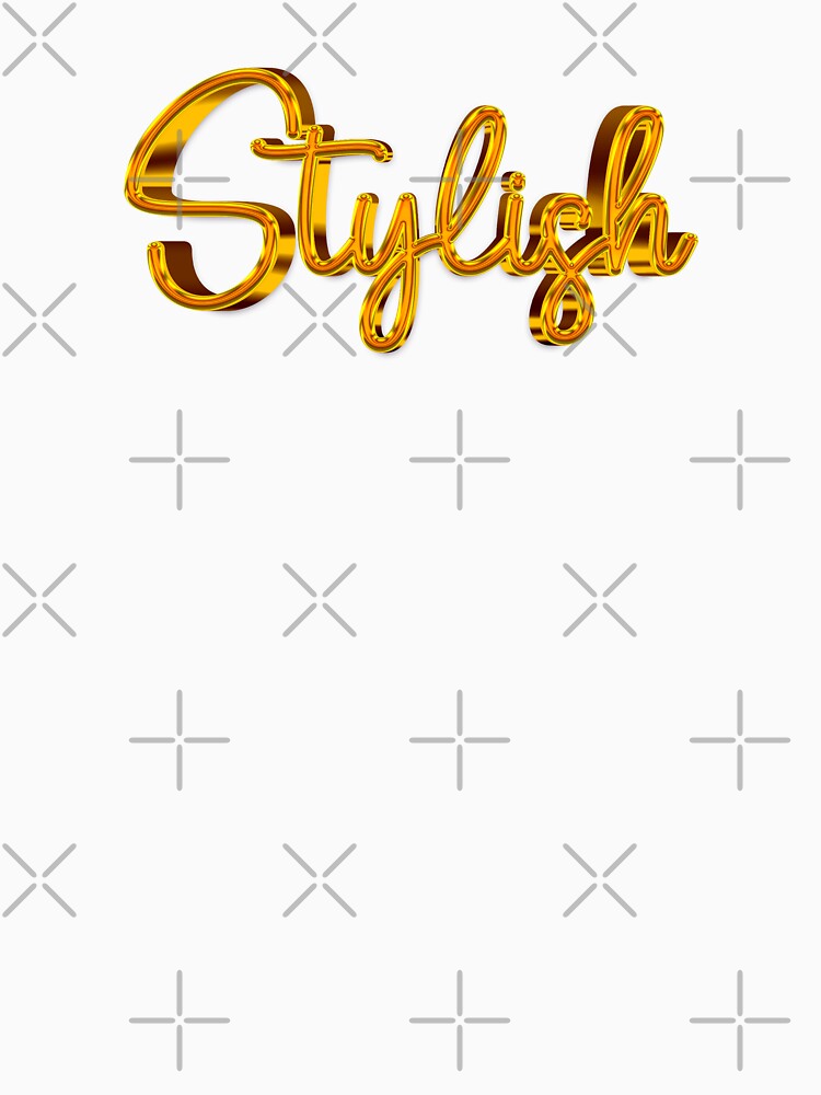 The Word Stylish in Shiny Gold Script Typography by Cawaiico
