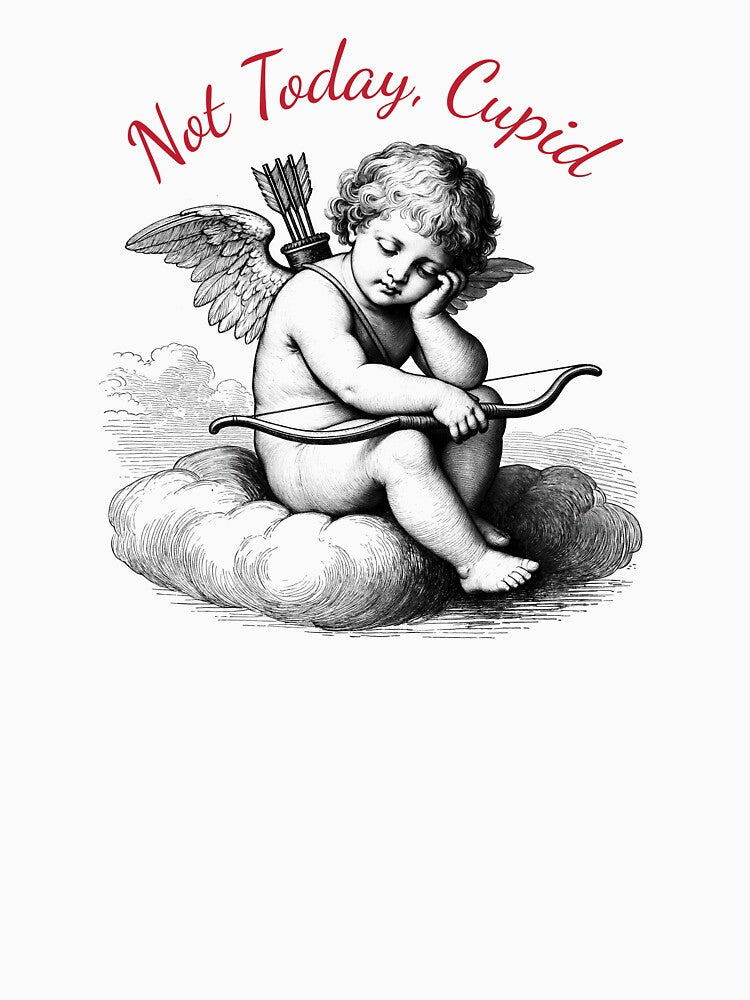 Not Today Cupid – Funny Anti Valentine Design, Vintage Cherub, Dark Academia Aesthetic by Olhapro