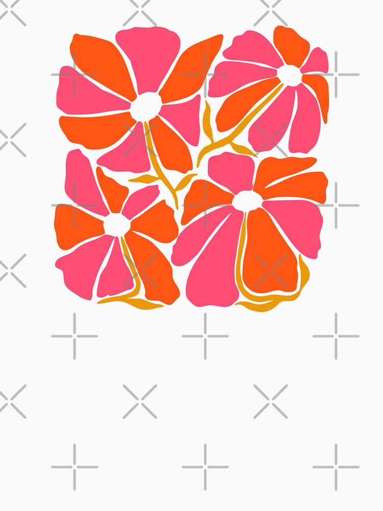 Oversized Orange and Pink Abstract Modern Flowers by EliveraDesigns