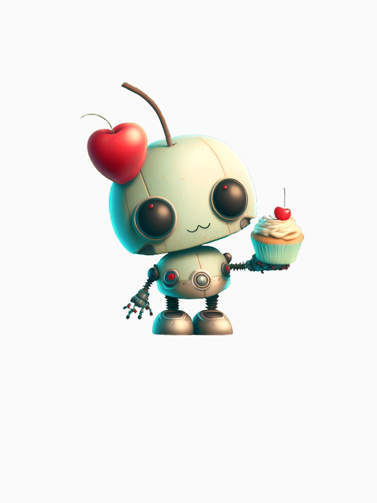 Cute robot with a cupcake by Art1955
