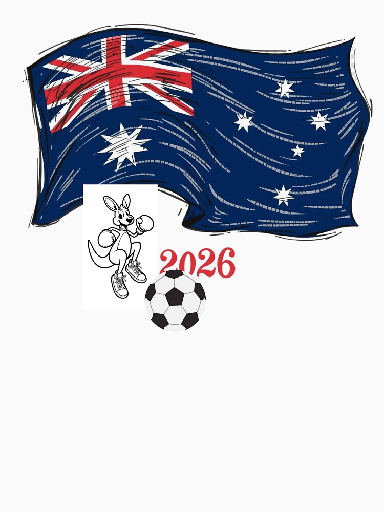 Australia 2026 Soccer Pride - Boxing Kangaroo & Dynamic Waving Flag. by printeGear
