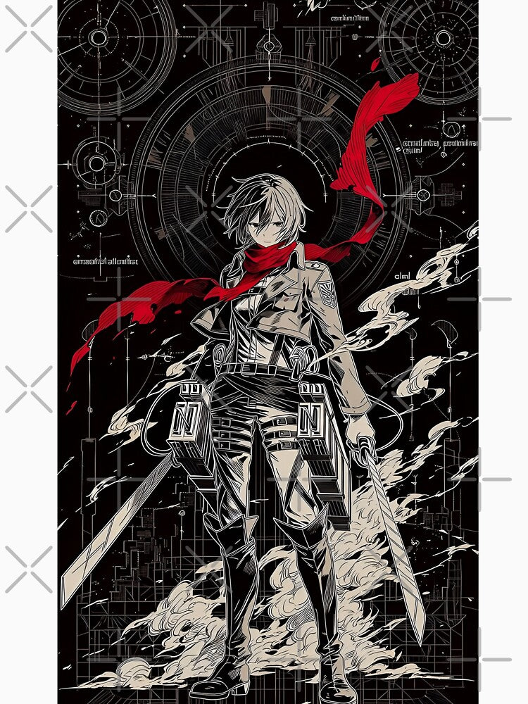 Red Scarf Anime Warrior | Tactical Blade Fighter Aesthetic | Dark Manga Style Female Soldier by Dyan4