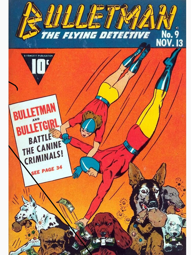 Bulletman versus the Canine Criminals Vintage Comic Book Art by IceCreamKisses