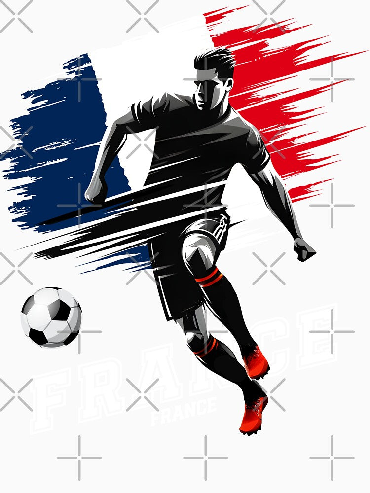 Football Soccer France French Flag Banner Player Silhouette by Infinitee8hirts