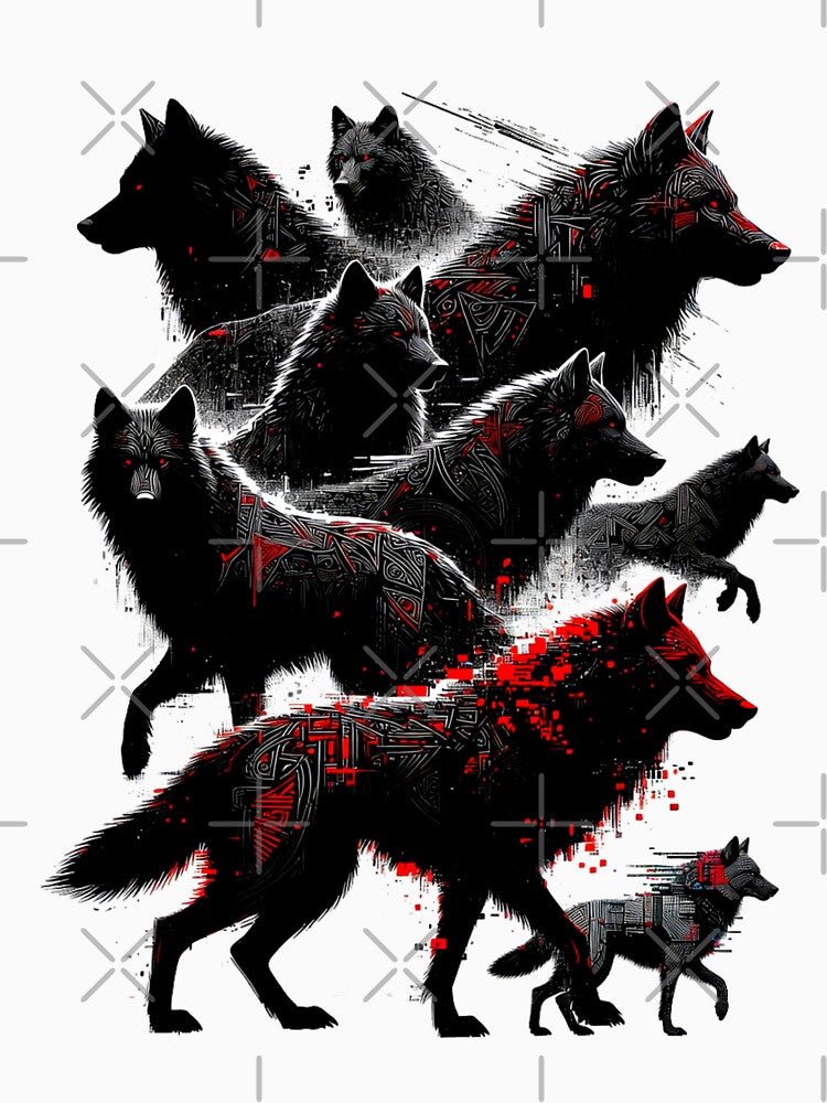Neo-Tribal Glitch Wolf Pack by TommySpark