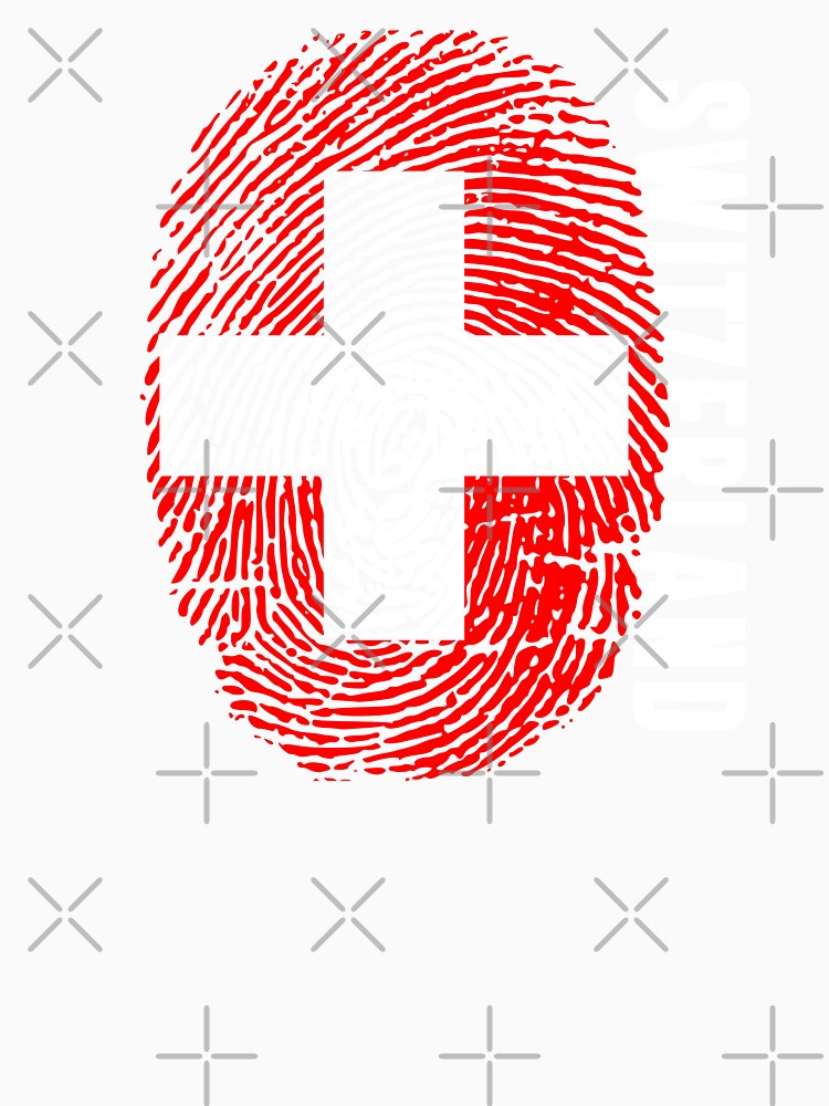 Switzerland Flag Fingerprint DNA Swiss by PartyShirts1
