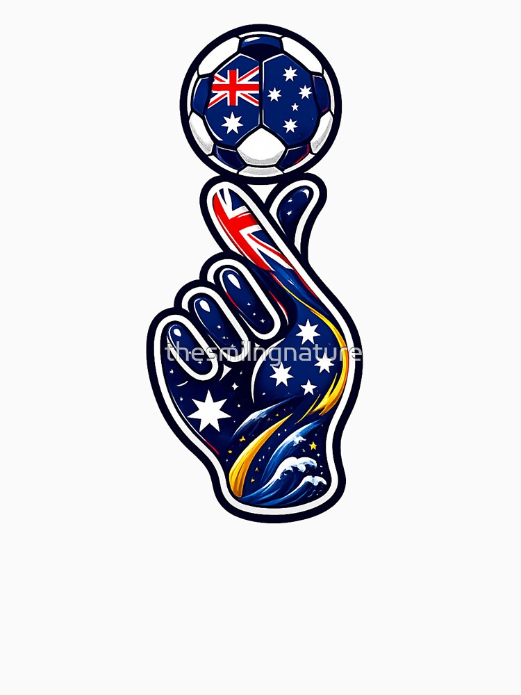 Australia Soccer Finger Spin Hand | Aussie Football Fan Art | Australian Flag Football Graphic | World Cup Supporter Gift | Soccer Lover T-Shirt, Sticker & Hoodie Design by thesmilngnature