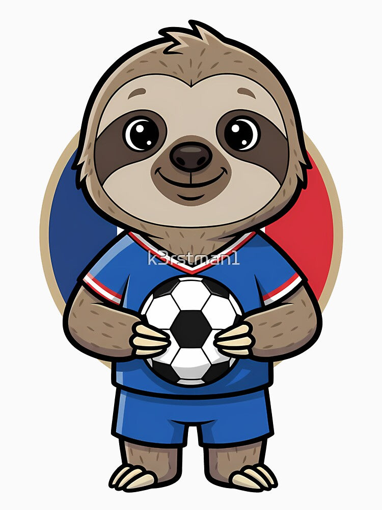 Cute Sloth France Soccer Football Fan by k3rstman1