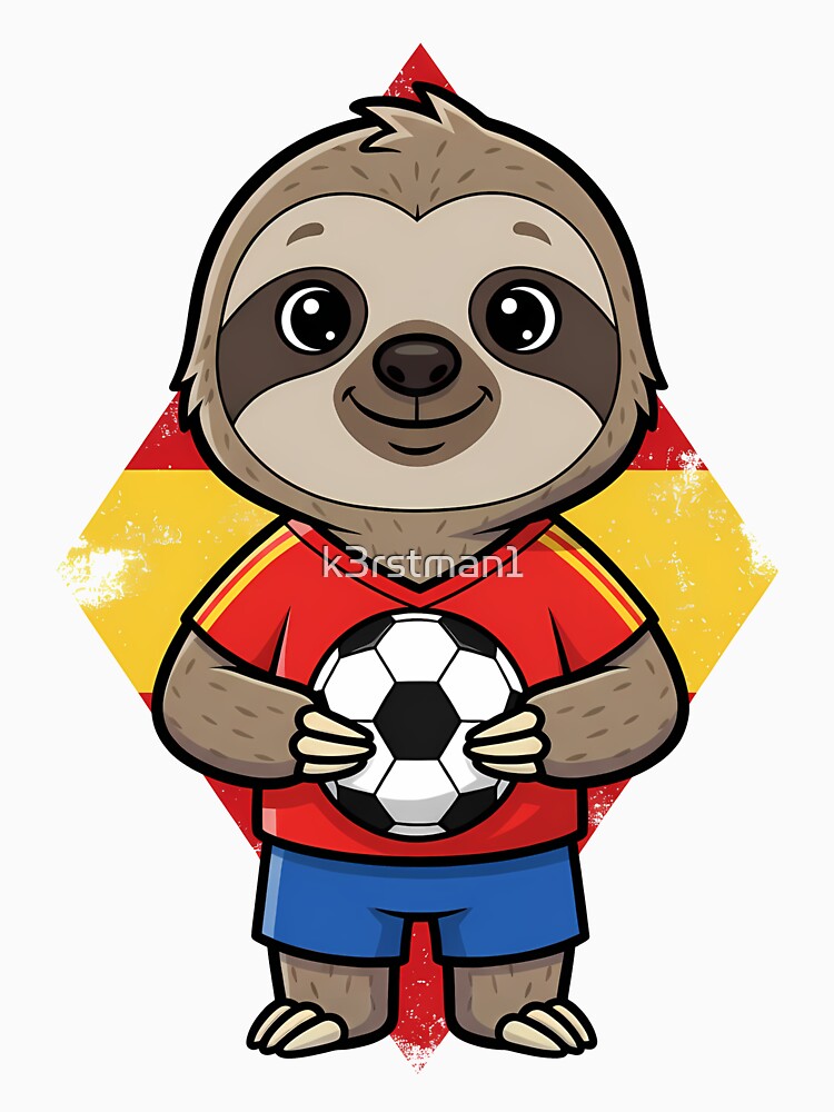 Spain Soccer Sloth Football Fan Animal by k3rstman1