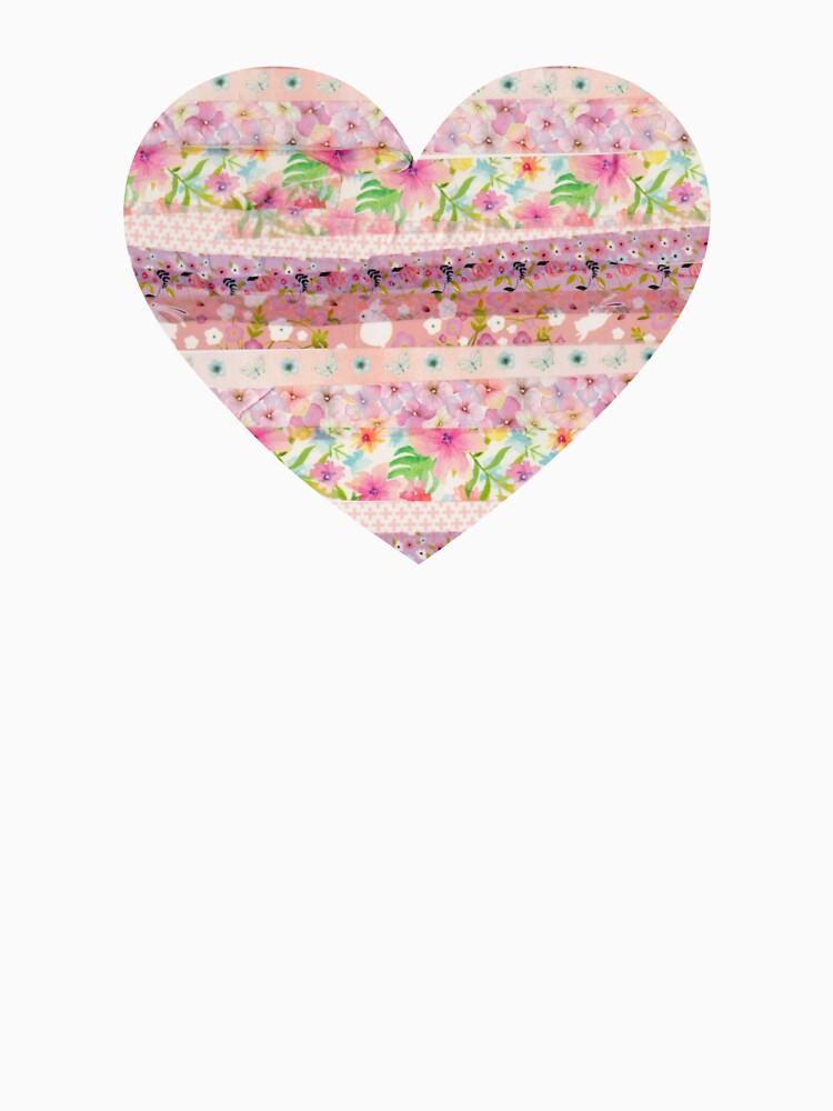 Pink Heart with Flowers and Bunnies by TabbysShop