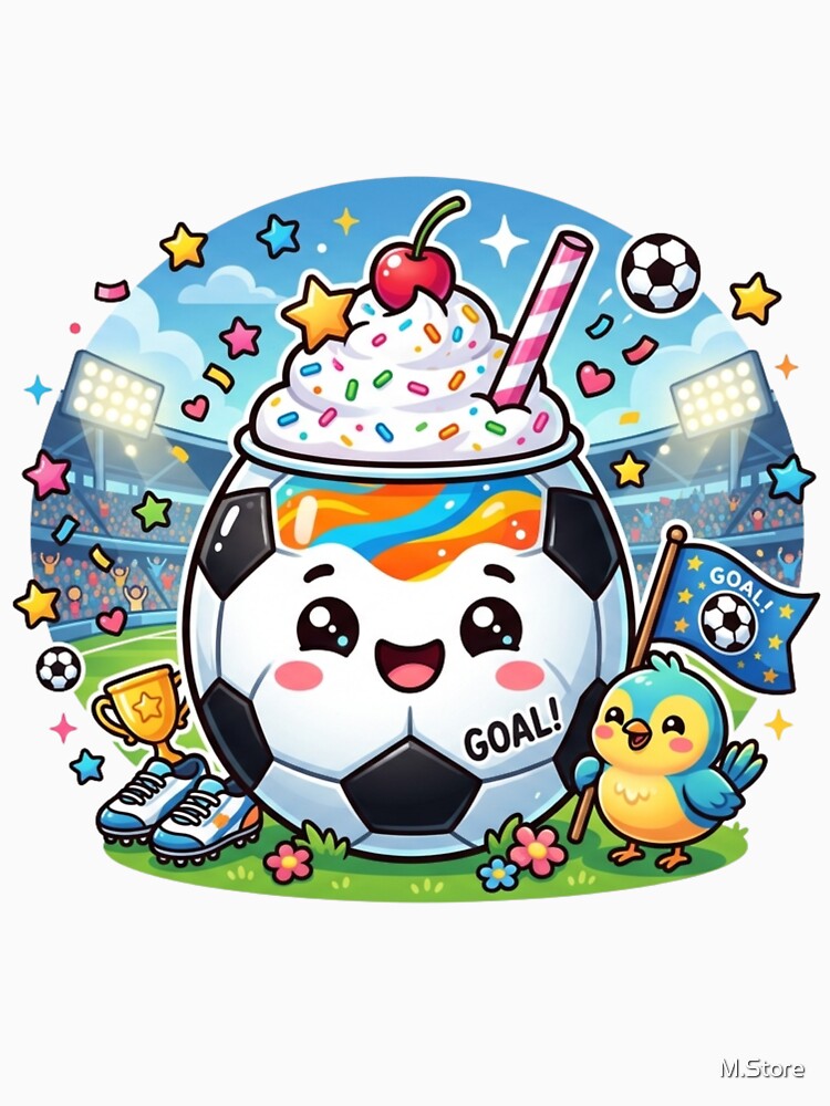 Cute Soccer Ball Milkshake Mascot - Kawaii Football Goal Celebration by M.Store