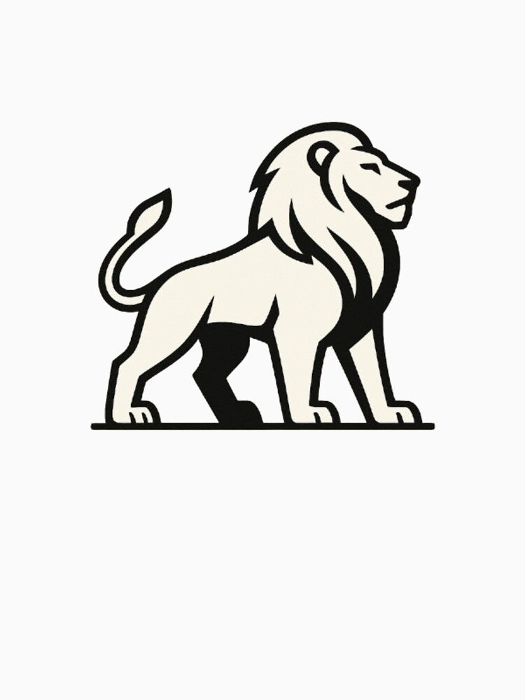 Urban Lion Side Profile – Minimalist White Design by URBANOVA STUDIO