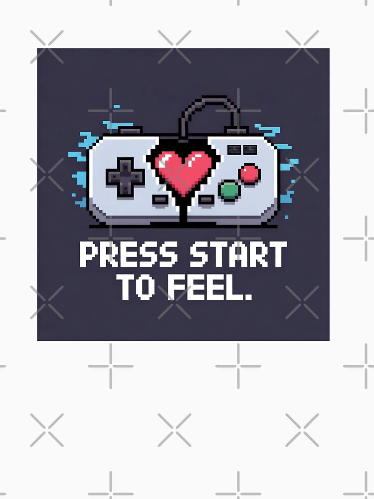Press Start to Feel – Pixel Art Retro Gamer Heart by Prithbyshop