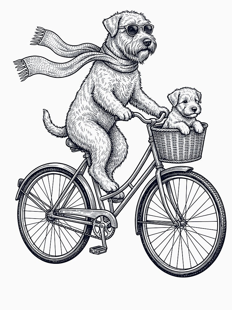 Vintage Soft Coated Wheaten Terrier Riding Bike Bicycle Cycling Dog Lover by DoodleTortle