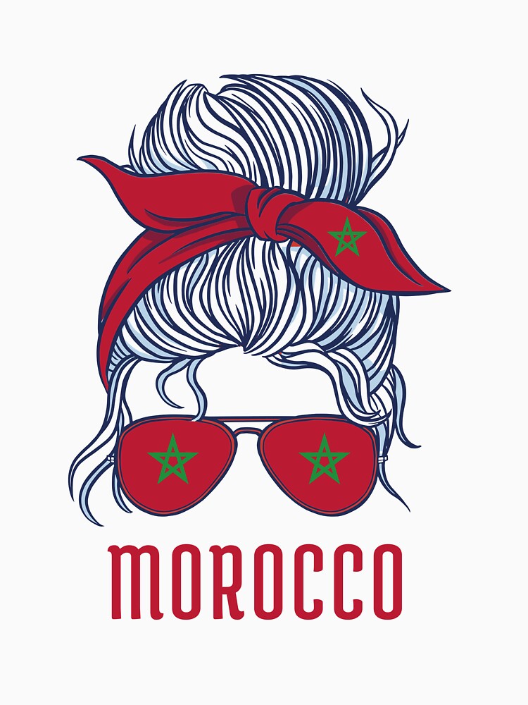 Morocco Flag Messy Bun Hair Gift For Morocco Soccer Team Fans Moroccan Mom Woman Girl by ollalla