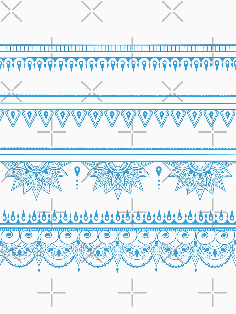 South asian patterns sky blue on black by Chaoticzarts