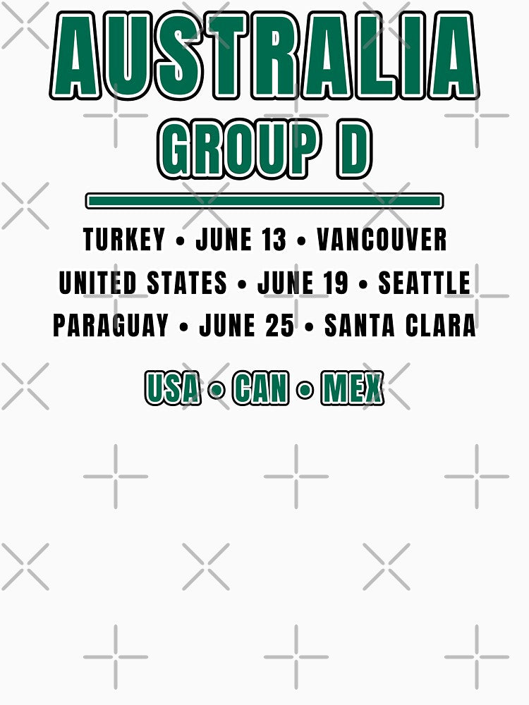 Australia Football Fixtures T-Shirt – Group D Schedule Shirt by The Hairy Melon