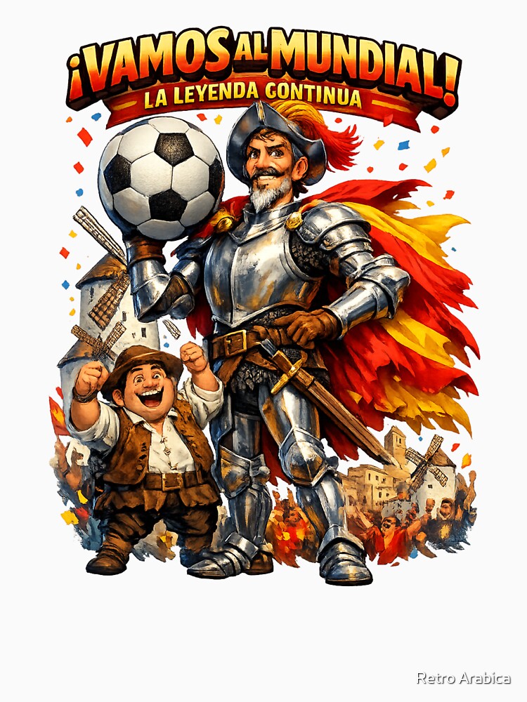 Spain World Cup 2026 Don Quixote Fan Shirt by Retro Arabica