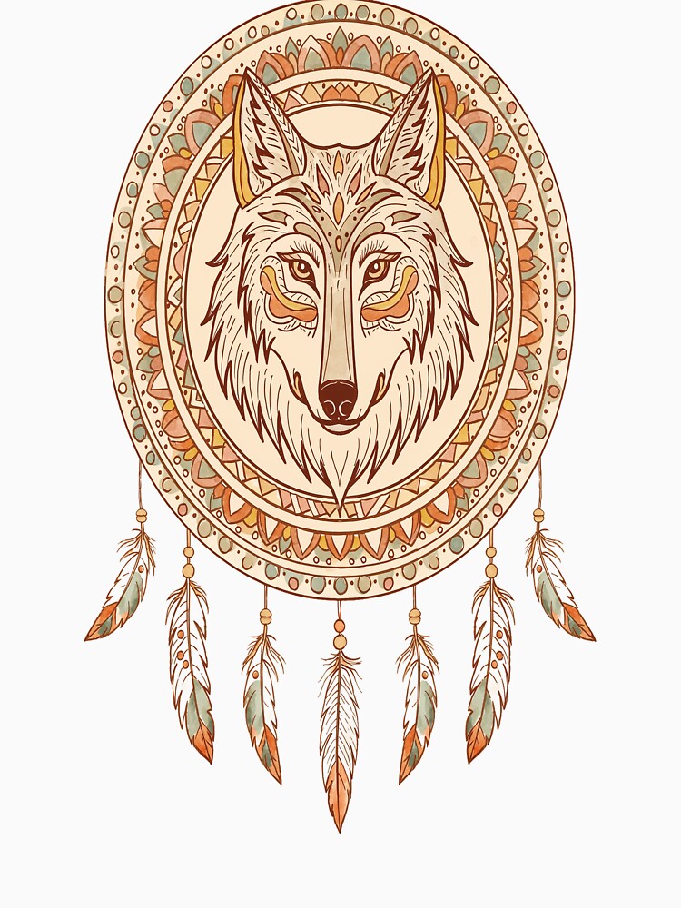 Boho Wolf Dreamcatcher Mandala by VeloraLaz