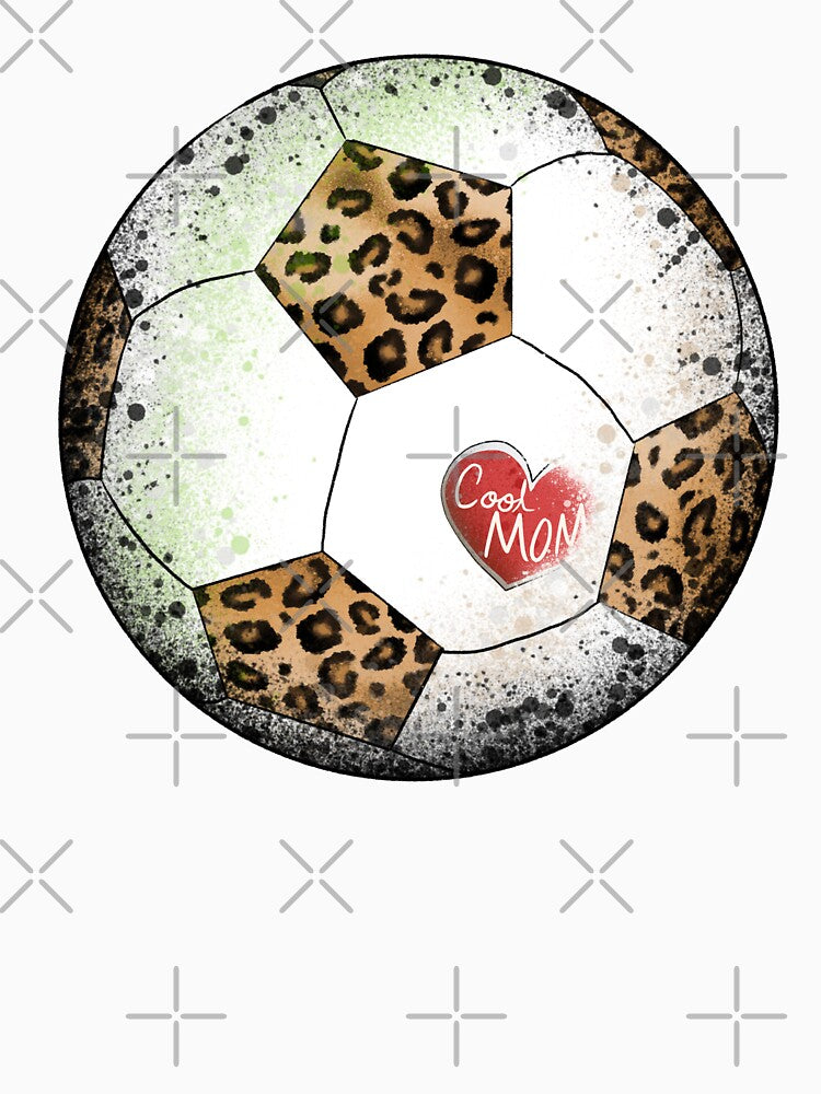 Cool Mom Soccer Ball - Leopard Print Mom Heart Illustration by TheArtOfTreble