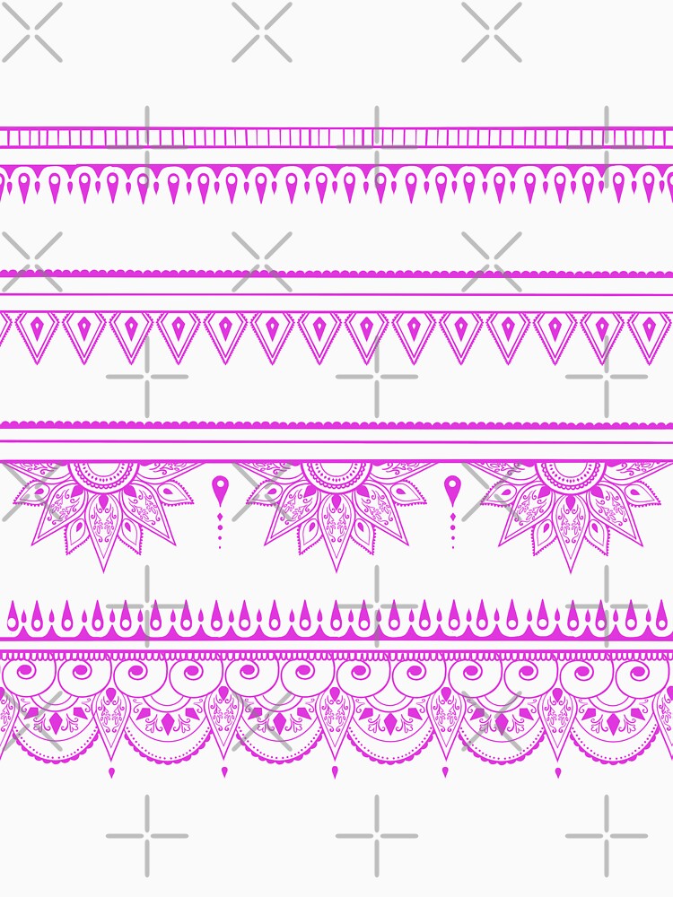 South asian patterns megenta on black by Chaoticzarts