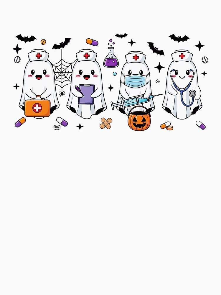 Ghost Nurses Halloween Crew Funny Nursing Gift Women T-Shirt by wabeen