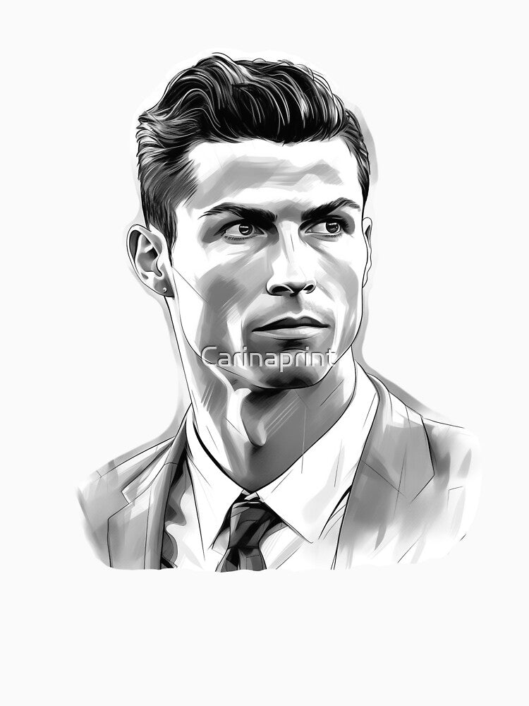 Cristiano Ronaldo lineart black and white design by Carinaprint