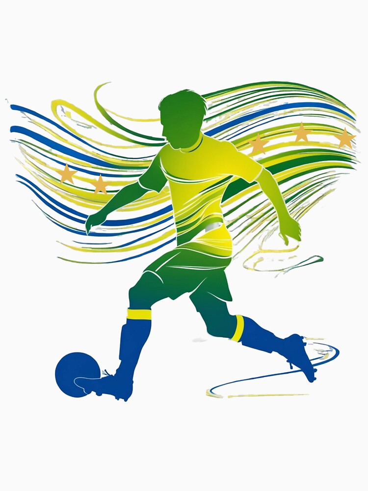 Dynamic Brazil Soccer Player Silhouette Five Stars by PMTaurus