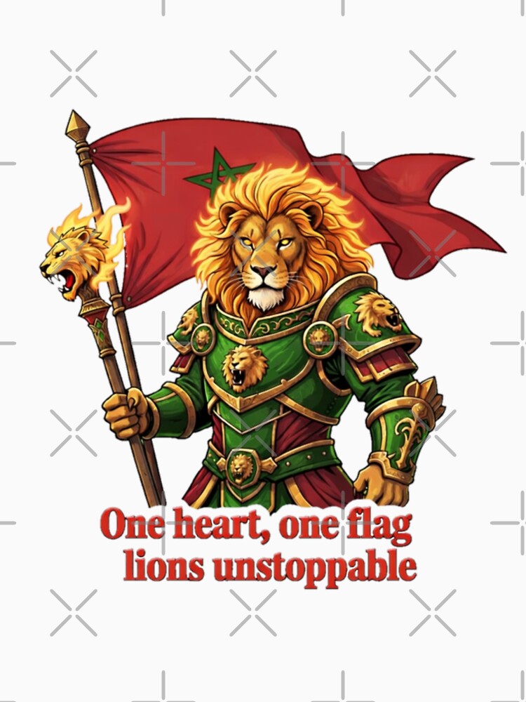 Morocco Lions Unstoppable – One Heart One Flag Moroccan Football Fan Art by MarsupilamiFans