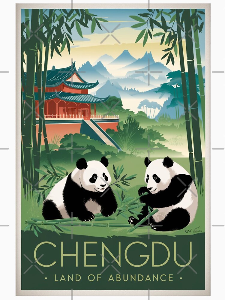 Chengdu Vintage Travel Poster by TravelerRat