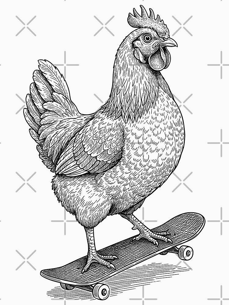 Skater Skateboarder Chicken Funny Animal Skateboarding by GrandeDuc
