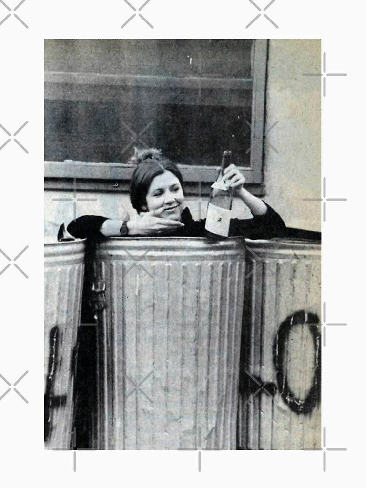 Carrie Fisher in a Trash Can by Merch-On