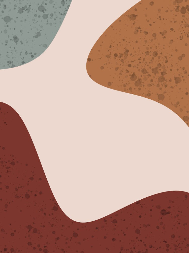 Aesthetic soft red, green and brown three-color abstract modern color block with dots by Lazare12