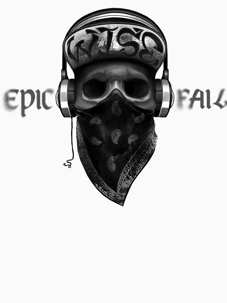 epic fail -  black and white gangster skull illustration graphic artwork by hayrpictures