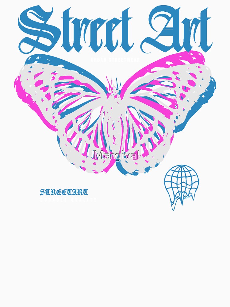 Vibrant Butterfly Street Art - Urban Streetwear by Margival