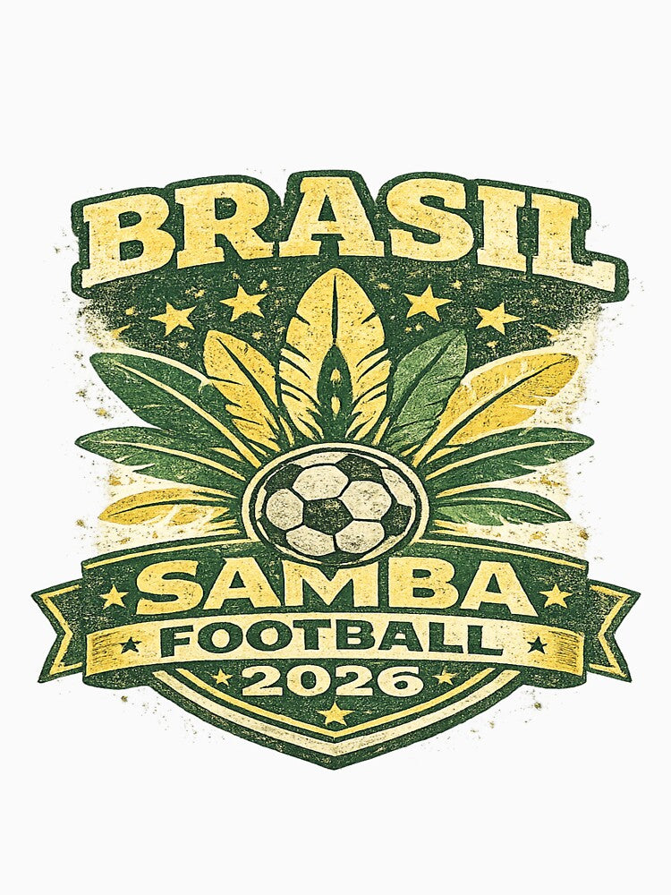 Brasil Samba Football 2026 Retro Vintage Soccer Fan T-Shirt by ArthUpscale