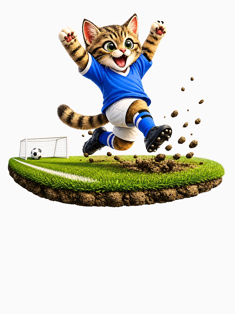 Cute Soccer Cat Goal Celebration Design - Funny Football Kitten by XingXingJia
