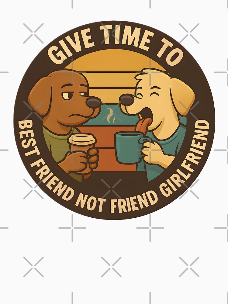 Funny Doggy Friends Design with Text "Give time to Best friend not friend girlfriend" text and Expressions Hoodie and T shirt by Holadiseno