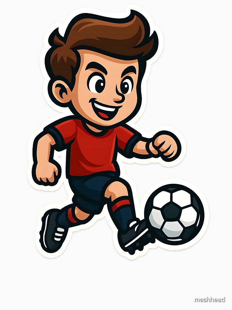 Cartoon Soccer Boy Kicking Ball Illustration by meshhead
