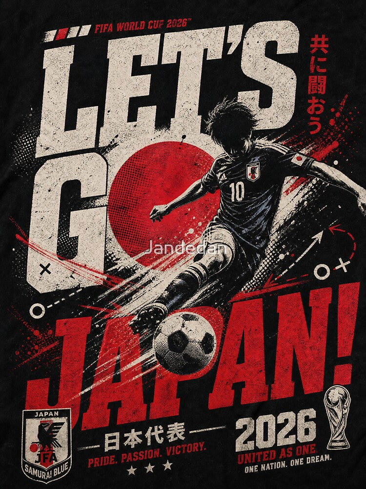 Let’s Go Japan – World Cup 2026 Vintage Distressed Soccer Fan by Jandedan
