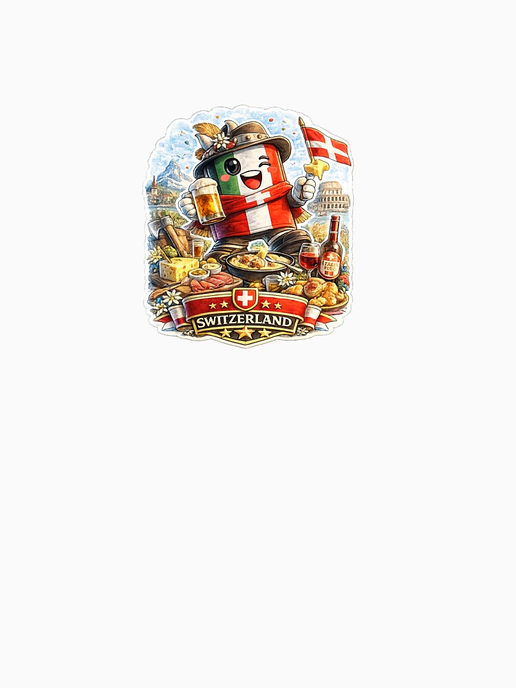 Switzerland Football Fan Mascot Sticker | Cute Swiss Culture & Soccer Supporter Design by Julianto Tri Rizki