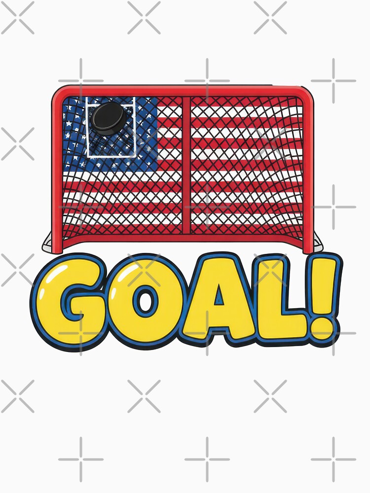 Exciting hockey goal, complete with puck in American flag net by Jdee23