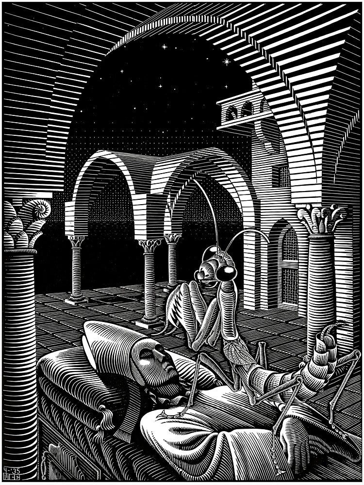 Maurits Escher, 1935, Dream, Capriccio, Graphic Art by Artistic Gift Print